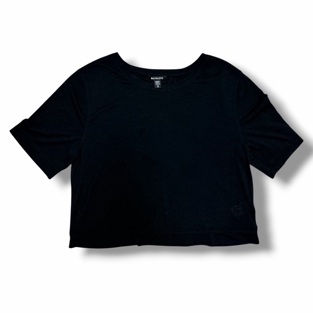 Athleta Black Modal Blend Boxy Tee XL Short Sleeve Relaxed Fit Lightweight - Picture 11 of 11